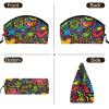 HKMNTGD Half Moon Makeup Bag,Cute Doodles And Linesprinted Portable Curved PU Leather Small Cosmetic Pouch with Wrist Strap view 3