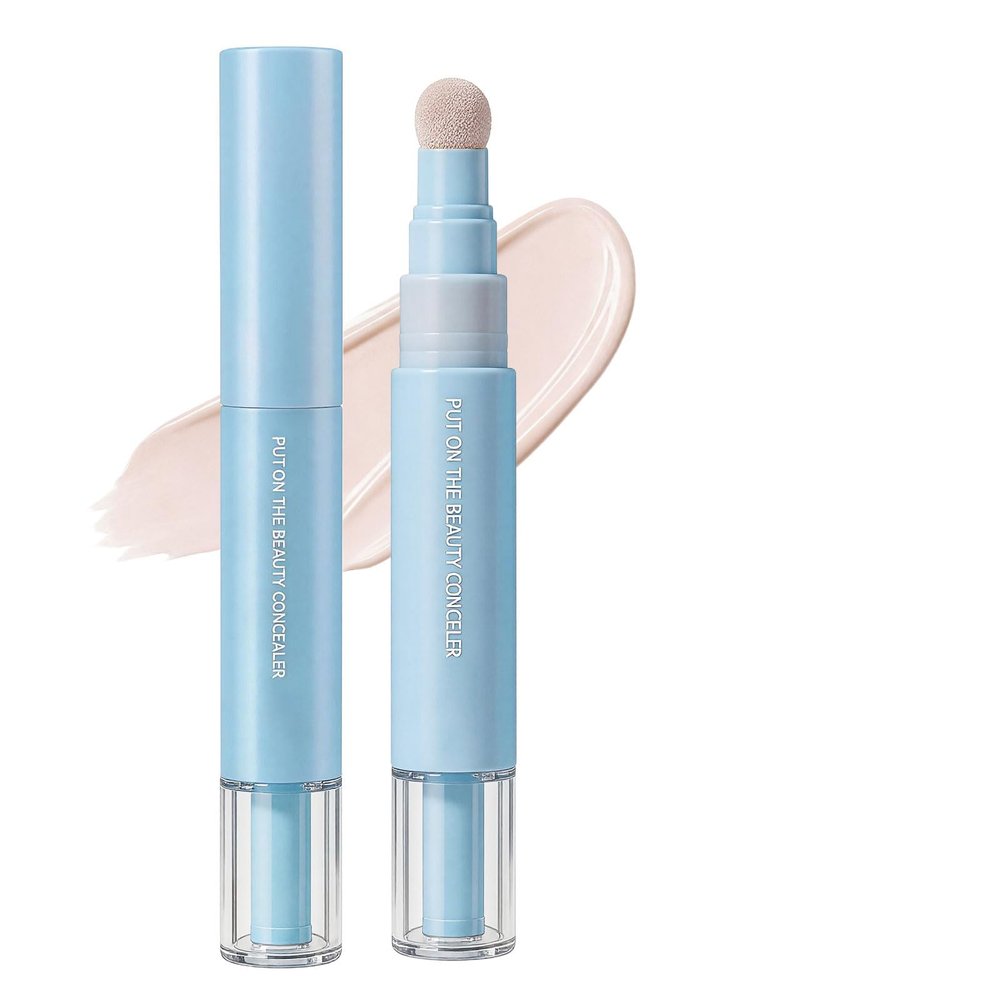 Dual-effect Concealer & Foundation Eye Concealer, 2-in-1 Liquid Foundation & Eye Concealer Pen, Long-Lasting Concealer Face Cream (2pcs, Nude Pink)