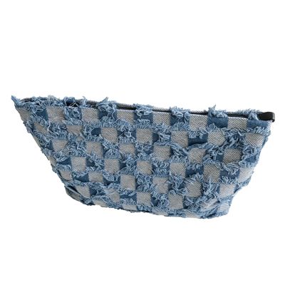 Makeup Bag, Checkered Large Capacity Portable Cosmetic Bag Travel Toiletry Pouch, Ideal for Women Men Daily Use (Light Blue)