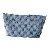 Makeup Bag, Checkered Large Capacity Portable Cosmetic Bag Travel Toiletry Pouch, Ideal for Women Men Daily Use (Light Blue) view 4