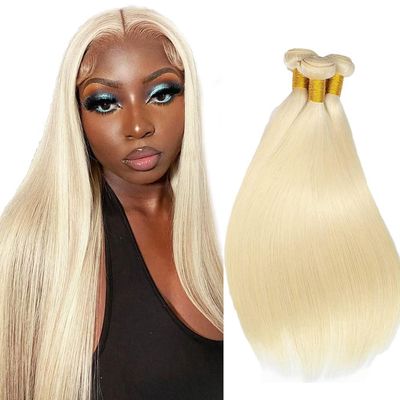 #613 Bundles Human Hair Blonde Straight Bundles 24 26 28 Inch Unprocessed Virgin Bleach Blonde Straight Human Hair Extensions 50 Gram Per Bundle 3 Bundle