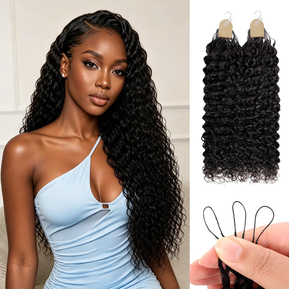 Human Crochet Hair for Black Women 18 Inch Water Wave Pre-Separated 60g Invisible Miracle Knots Feather Crochet Human Hair Easy Install Hook Design, Lightweight & No Itch Hair Bundles 1B#