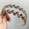 GFHSKRPL Gray Vintage Metal Crystal Hair Bands For Women Leaves Rhinestone Clips Headdresses view 3