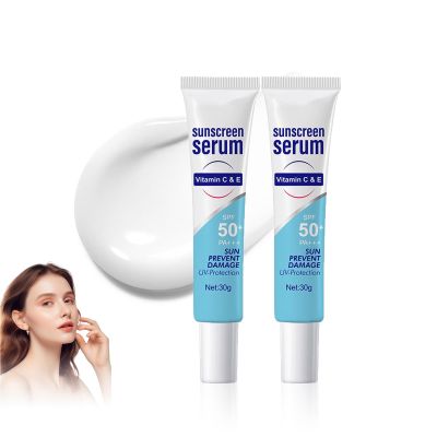 Face Serum Sunscreen SPF 50, Vitamin C & E Sunscreen for Face & Body, Lightweight Sunblock for All Skin Types, Waterproof Broad Spectrum Protection for Outdoor Use, Travel Size (2pc)