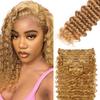 #27 Blonde Clip in Hair Extensions,Soft Real Human Hair 14 Inch 120g 7pcs,Brazilian Remy Clip ins for Women,Honey Blonde Deep Wave Clip ins Silky Hair Extensions view 1
