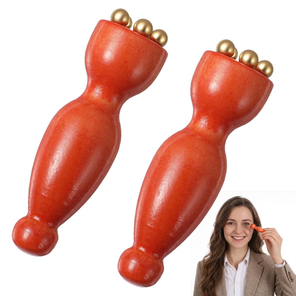 2PCS Sandalwood Facial Massage Tool, Wooden Face Massager Roller