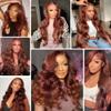 #33 Brown Clip In Hair Extensions Real Human Hair 20 Inch Reddish Brown Body Wave Clip in Seamless Extensions Human Hair Skin Weft Seamless Invisible Unprocessed Brazilian Virgin Remy Hair 120g view 2
