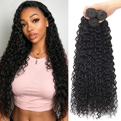 Human Hair Bundles 26 28 30 Inch Natural Black Water Wave Bundles,300 Gram