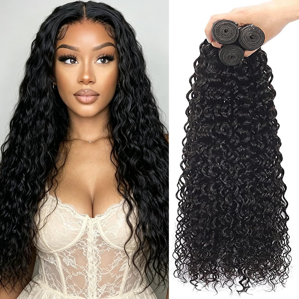 Natural Black Human Hair Bundles 16 18 20 Inch Water Wave Bundles,300 Gram
