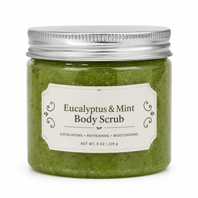 Eucalyptus & Mint Body Scrub, Exfoliating, Refreshing and Moisturizing, Handmade Natural Exfoliant, 8 oz