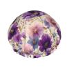 Pioyoku Retro Florals Purple (1) Print Shower Cap For Women, Reusable Shower Bonnet With Elastic, Double Layer Bath Cap For Shower, Spa & Travel view 1