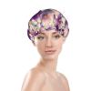 Pioyoku Retro Florals Purple (1) Print Shower Cap For Women, Reusable Shower Bonnet With Elastic, Double Layer Bath Cap For Shower, Spa & Travel view 2