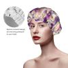 Pioyoku Retro Florals Purple (1) Print Shower Cap For Women, Reusable Shower Bonnet With Elastic, Double Layer Bath Cap For Shower, Spa & Travel view 4