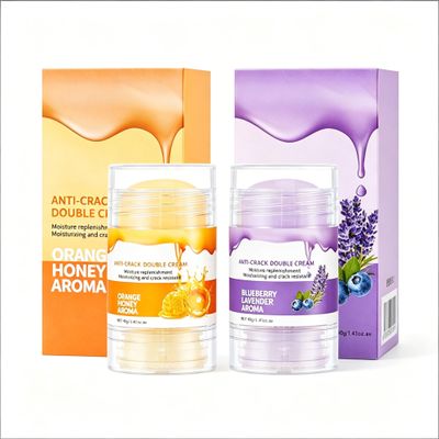 2 Pack Moisturising Balm Stick Set 40g/1.41oz Each, Orange Honey & Blueberry Lavender Aroma Twist Up Skin Care for Dry Rough, Hands Heels Elbows Knees, Travel Friendly Moisture