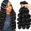 #1B Human Hair Bundles Loose Deep Wave Bundles Human Hair 16 18 20 Inch FuivJuix Unprocessed Brazilian Virgin Hair Natural Color Loose Wave Bundles Human Hair Extensions 3 Bundle 150 Gram For Woman view 1