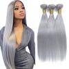 Fridnae Gray Bundles Silver Straight Human Hair Bundles 24 26 28 Inch view 1