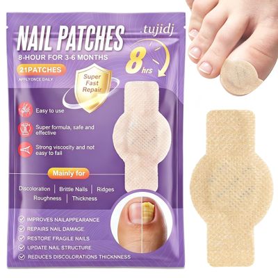 Nail Patches-Ingrown Toenail Relief Hydrogel Patches, Nail Repair for Thick Discolored Damaged Nails Overnight Renewal, 21 CountViolet
