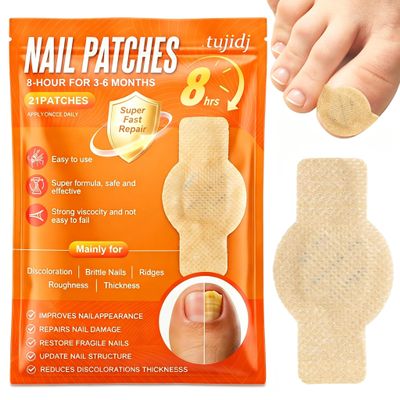 Nail Patches-Ingrown Toenail Relief Hydrogel Patches, Nail Repair for Thick Discolored Damaged Nails Overnight Renewal, 21 CountOrange