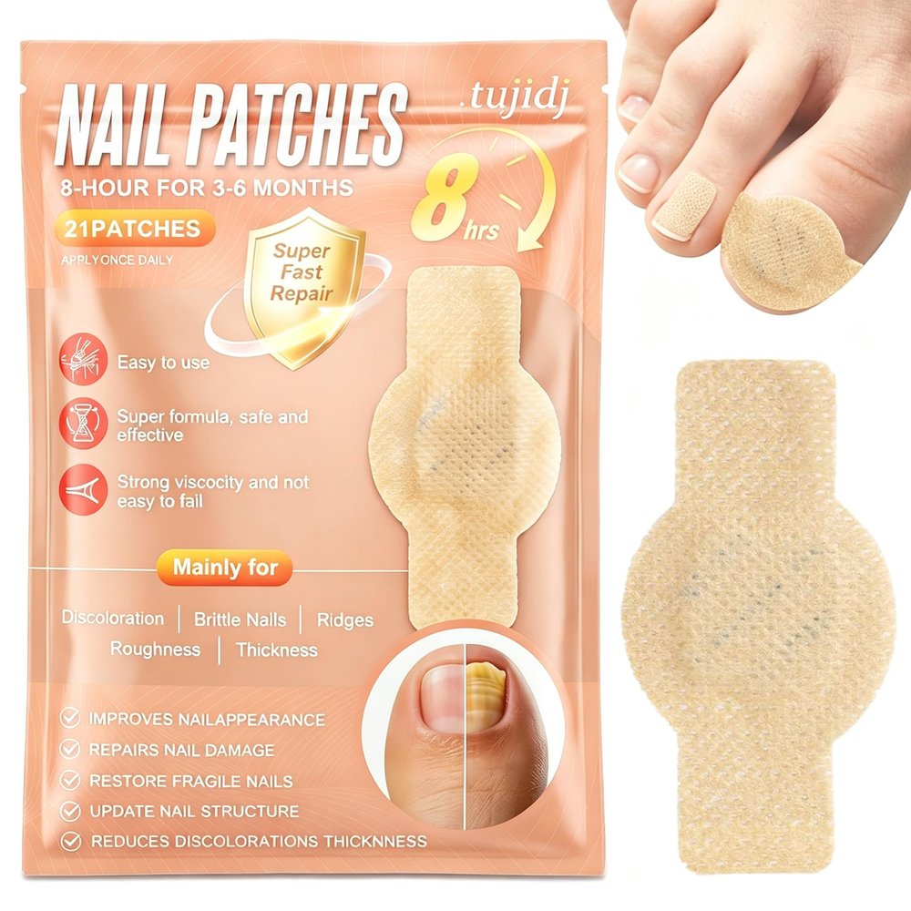Nail Patches-Ingrown Toenail Relief Hydrogel Patches, Nail Repair for Thick Discolored Damaged Nails Overnight Renewal, 21 CountApricot