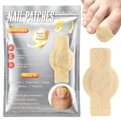 Nail Patches-Ingrown Toenail Relief Hydrogel Patches, Nail Repair for Thick Discolored Damaged Nails Overnight Renewal, 21 CountSilvergray