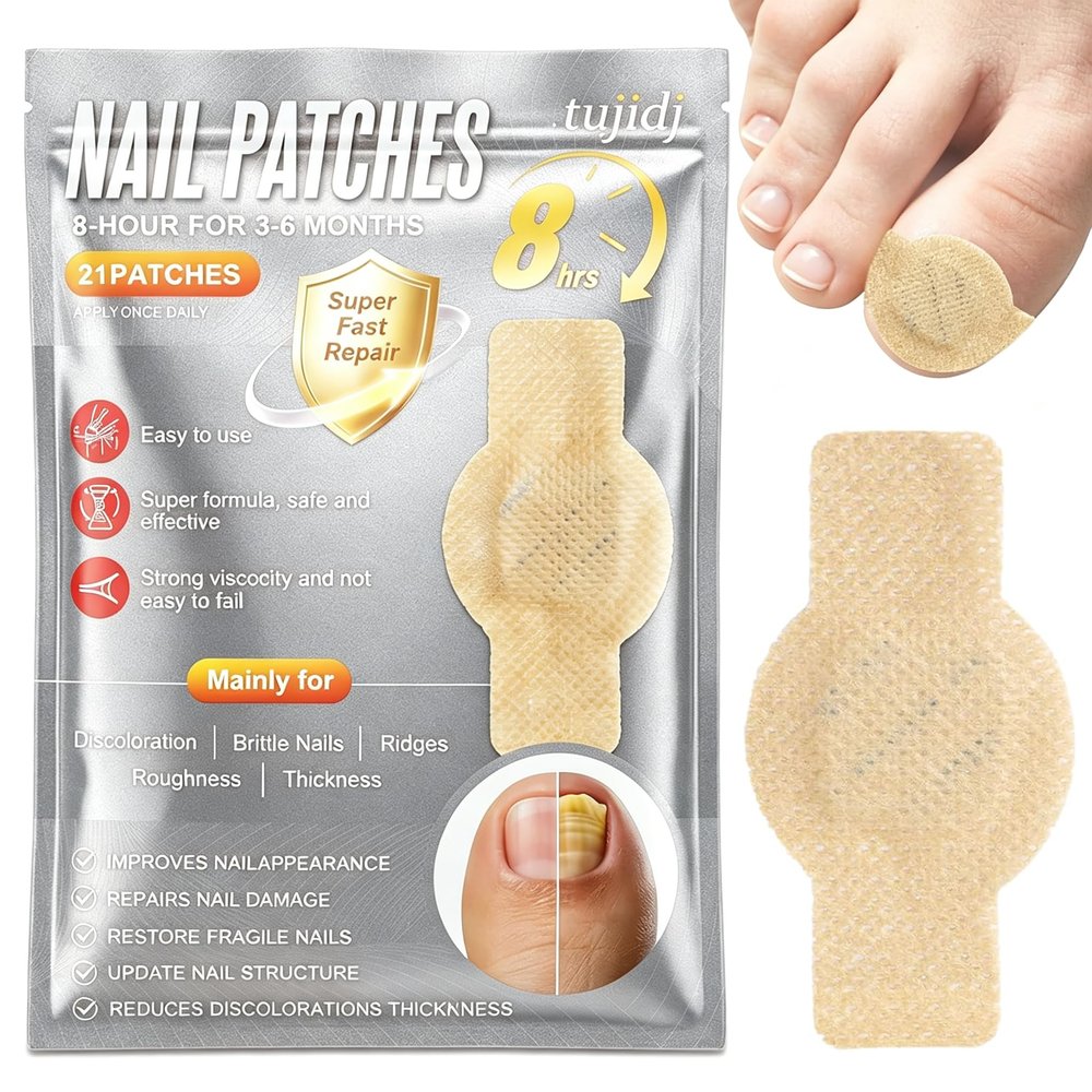 Nail Patches-Ingrown Toenail Relief Hydrogel Patches, Nail Repair for Thick Discolored Damaged Nails Overnight Renewal, 21 CountSilvergray