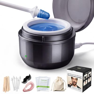Nose Wax Kit Men, Nose Hair Removal Wax Kit with 100g Wax Beans & 40 Applicator Sticks, USB Fast Heating & Smart Constant Temperature, Multi-Purpose Hair Remover Tool, Portable Full Accessories Black