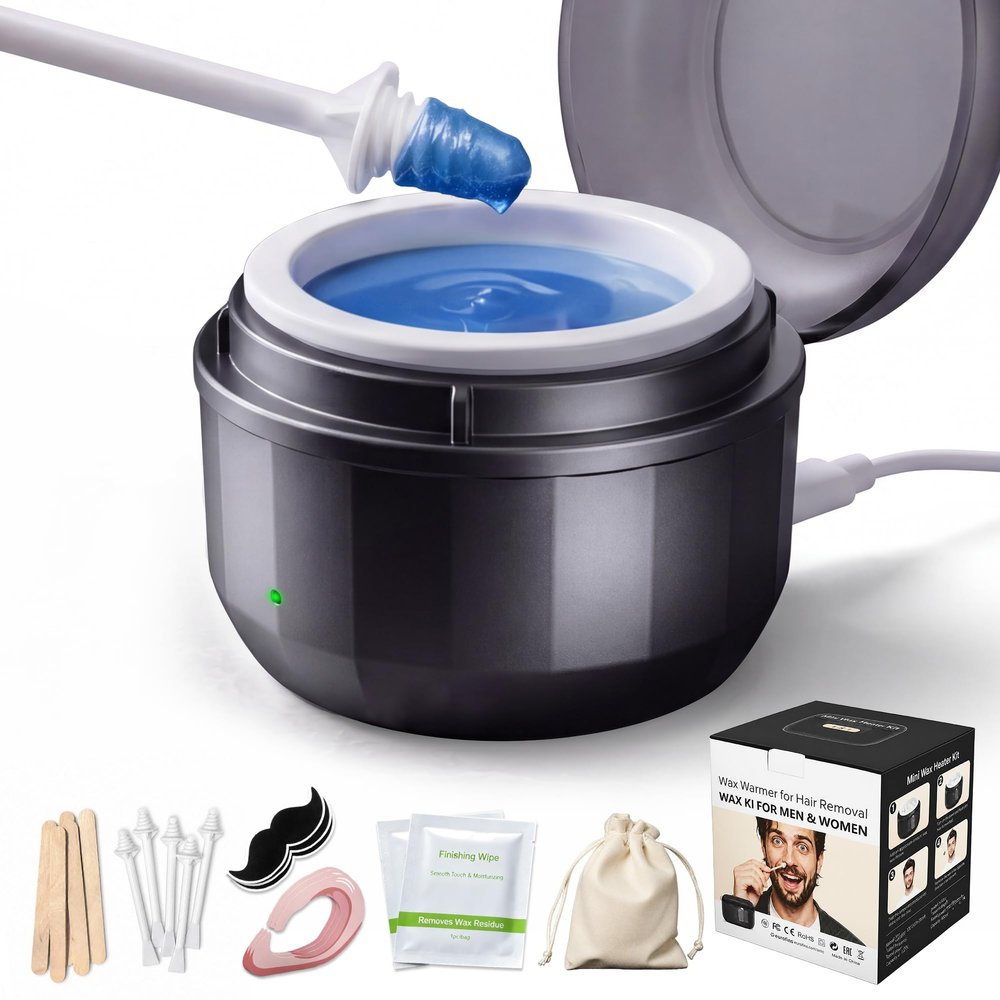 Nose Wax Kit Men, Nose Hair Removal Wax Kit with 100g Wax Beans & 40 Applicator Sticks, USB Fast Heating & Smart Constant Temperature, Multi-Purpose Hair Remover Tool, Portable Full Accessories Black