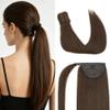 Pinkpearl Ponytail Extension Human Hair, 14inch 65g #4 Chocolate Brown Remy Natural Real Hair Ponytail Extension, Straight with Wrap Around Magic Paste Ponytail Hairpiece Clip in Extensions (P#4-14in) view 1