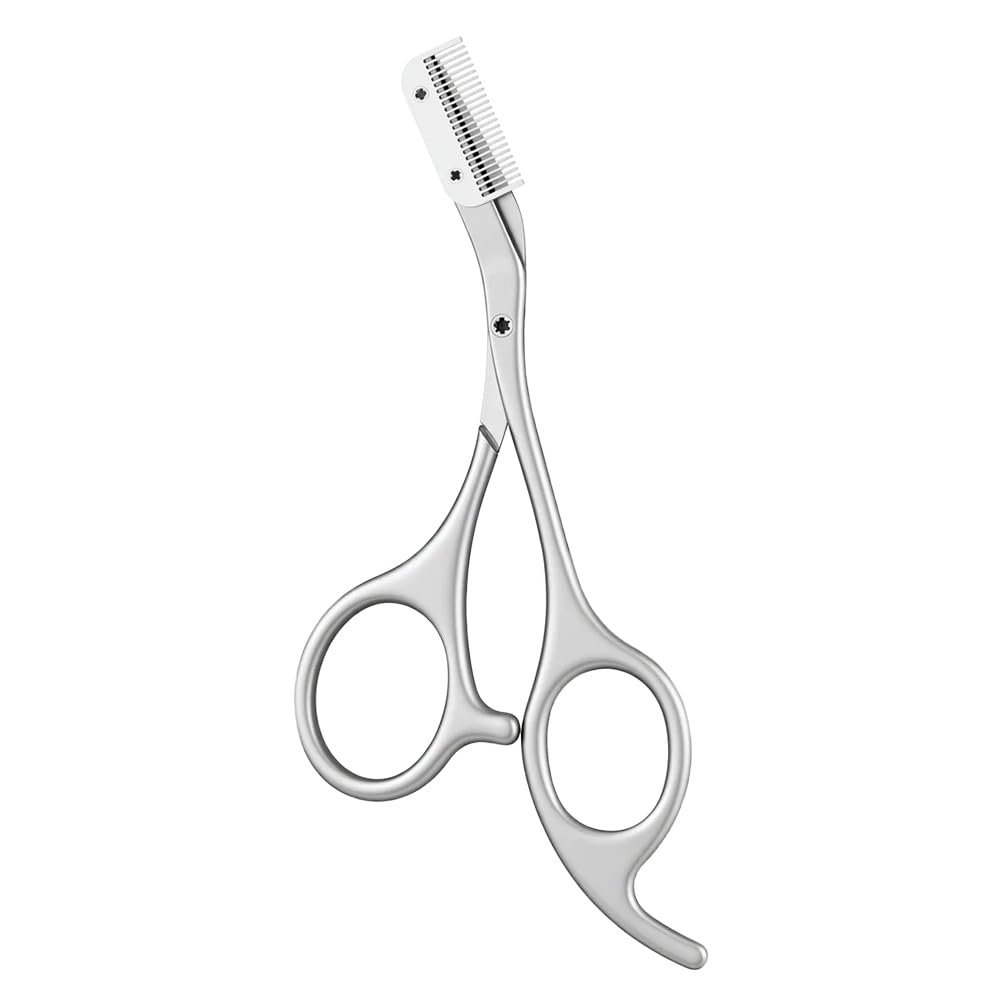 2026 New Eyebrow Trimmer Scissor with Comb, Stainless Steel Eyebrow Scissors for Women, Precision Eyebrow Cutter Hair Removal Makeup Tool for Women and Men Gift (Grey)