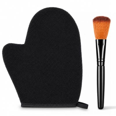 2 in 1 Tanning Mitt and Brush Applicator Kit, Self Tanner Mitt Tanning Mitts Self Tanner, Reversible Waterproof Glove and Face Body Brush for Streak-Free Application, Hands, Legs