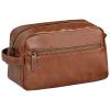 Tressify Brown PU Leather Toiletry Bag for Men, 9.8 x 4.1 x 5.7 in Travel Wash Bag, Large Capacity Cosmetic Bag with Multiple Compartments for Business Trip and Daily Use view 1