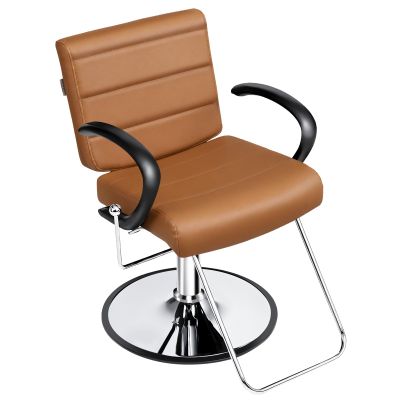 OmySalon Reclining Salon Styling Chair, Hydraulic Swivel Barber Chair with Footrest, All Purpose for Cutting Coloring Braiding Esthetics Spa, Camel