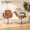 OmySalon Reclining Salon Styling Chair, Hydraulic Swivel Barber Chair with Footrest, All Purpose for Cutting Coloring Braiding Esthetics Spa, Camel view 2
