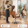 OmySalon Reclining Salon Styling Chair, Hydraulic Swivel Barber Chair with Footrest, All Purpose for Cutting Coloring Braiding Esthetics Spa, Camel view 3