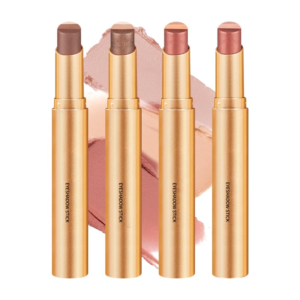 Three-Color Eyeshadow Stick, 3 in 1 Eyeshadow Stick, Crystal Shimmer Cream Sticks, Long Lasting & Waterproof Eye Shadow Makeup Pen for Gift (4 Colors)