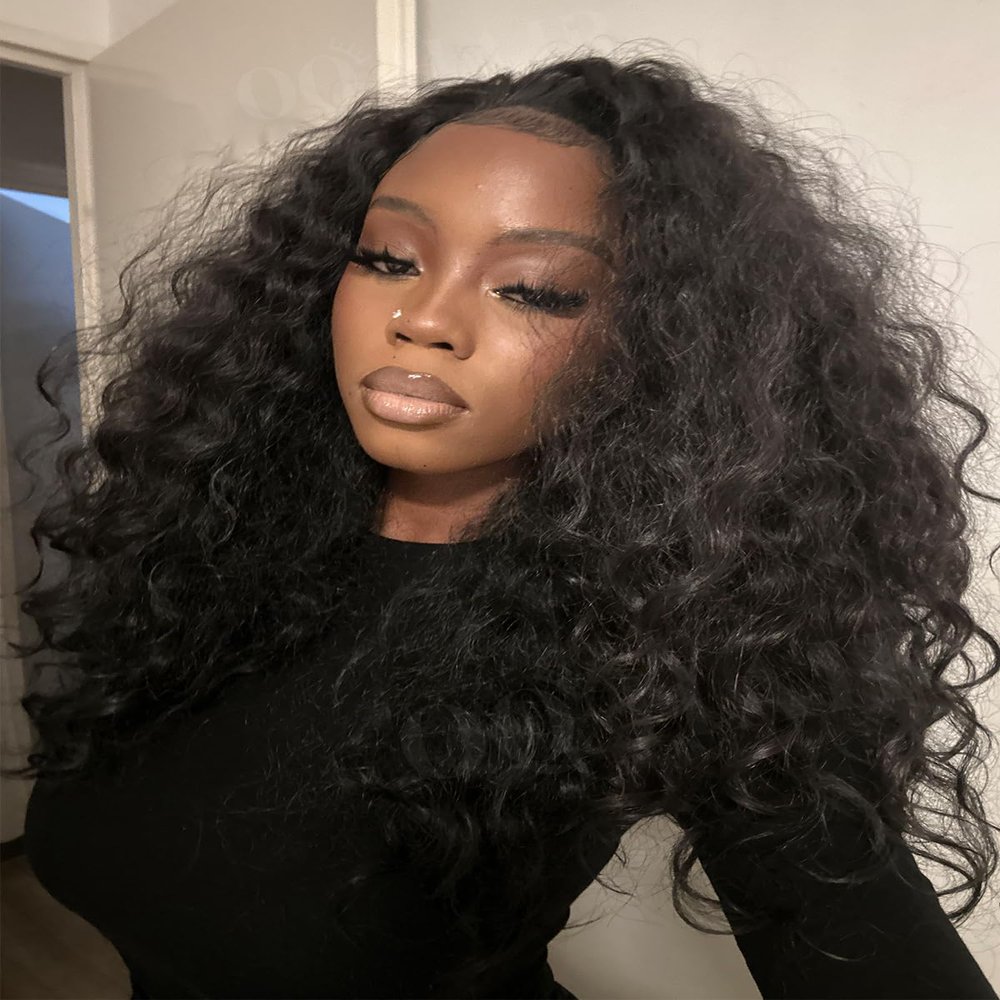 OQ HAIR Loose Curly Half Wig Human Hair 22 Inch For Women