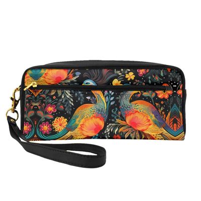 OIBNKCN Ancient peacock silhouette Versatile Travel Makeup Bag - Double-Sided Print, Ultra-Soft PU Leather Cosmetic Organizer for Women, Mothers Day Gifts & Teacher Appreciation