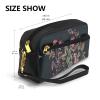 OIBNKCN Ancient embroidered flowers Versatile Travel Makeup Bag - Double-Sided Print, Ultra-Soft PU Leather Cosmetic Organizer for Women, Mothers Day Gifts & Teacher Appreciation view 3