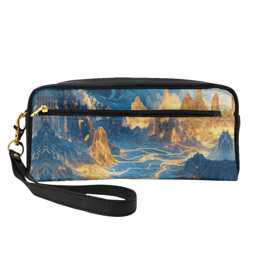 OIBNKCN Mountains golden light Versatile Travel Makeup Bag - Double-Sided Print, Ultra-Soft PU Leather Cosmetic Organizer for Women, Mothers Day Gifts & Teacher Appreciation
