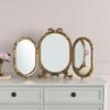 French Princess Style Trifold Mirror, Wooden Framed Foldable Makeup Mirror, for Bedroom, Vanity Table, Dressing Room(80x60cm/31x24in) view 2