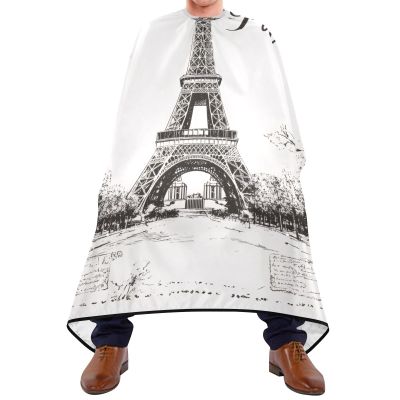 Qilmy Paris Eiffel Tower Hair Cutting Cape, Waterproof Salon Barber with Adjustable Closure, Professional Hair Cutting Cape Haircut for Men Women - 65" x 55"