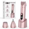 Bikini Trimmer for Women 3 in 1 Electric Shaver Razors Nose Hair Trimmer Waterproof Pubic Hair for Underarm Leg Arm Body (Rose Gold) view 1