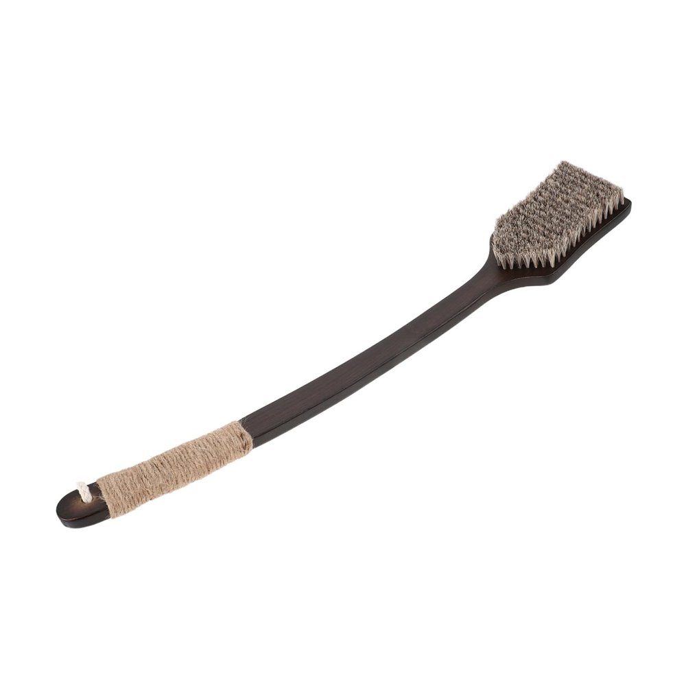 DECORNIJIA Exfoliating Shower Brush with Extra Long Handle, Soft Horsehair Back Scrubber for Wet Dry Use, Gentle Body Scrub Brush for Men and Women Bath Cleaning