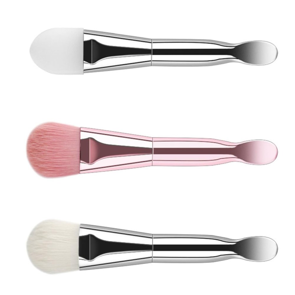 SEWCHICS 3pcs Facial Mask Brush Set with Soft Bristles and Silicone Applicators, Double-ended Cream Mask Applicators and Stirring Spoons for Skincare, Suitable for Home Spa and Beauty