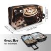 DAbghb Daily Large Travel Hot Coffee with Coffee Bean Print Toiletry Bags Portable Capacity Zippered Cosmetics Storage Bag view 4