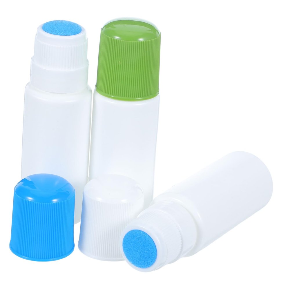 Sewroro 3pcs 30ml Plastic Liquid Applicator Bottles with Sponge Heads, Small Squeeze Bottles with Fine Tip for Hair Oil and Scalp Treatment, Refillable Dispenser Containers with Blue,