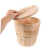WOONEKY Wooden Hot Towel Heating Bucket 25x25x25cm with Lid Rustic Spa Sauna Towel Warmer Barrel for Bathroom Massage and Salon Use view 4