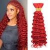 Human Braiding Hair 22 Inch 100g Red Deep Wave Bulk Human Hair for Braiding No Weft Curly Bundles Hair Extensions view 1