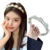 DAJGRHE White Pearl Hairbands For Women; Uncomplicated White Rose Flower Retro Wave view 2