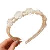 DAJGRHE White Pearl Hairbands For Women; Uncomplicated White Rose Flower Retro Wave view 3
